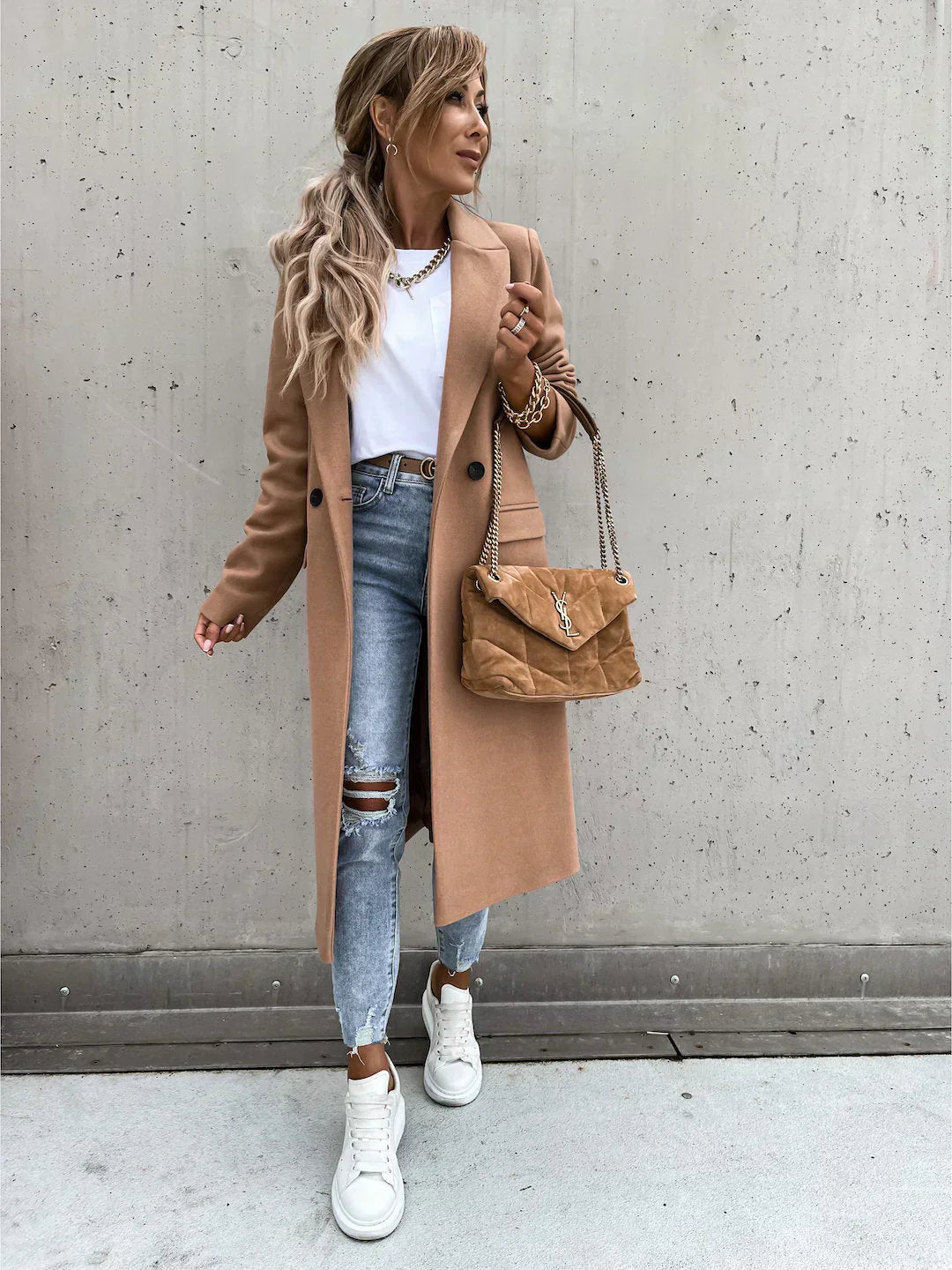 Ivyshape | Elegant Black Blazer Coat