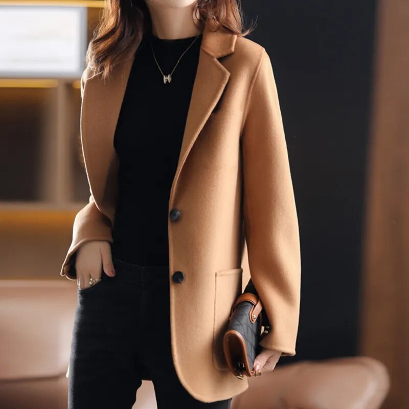 Ivyshape | Thick Warm Tweed Blazer for Women