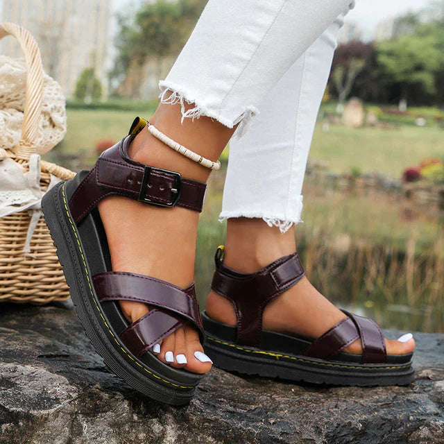 Ivyshape | Women's Cross Strap Sandals Platform