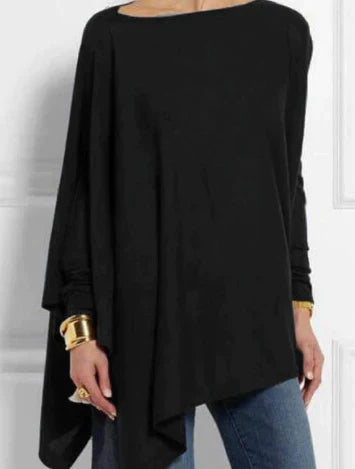 Ivyshape | Elegant Poncho with Asymmetric Cut