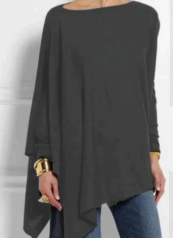 Ivyshape | Elegant Poncho with Asymmetric Cut