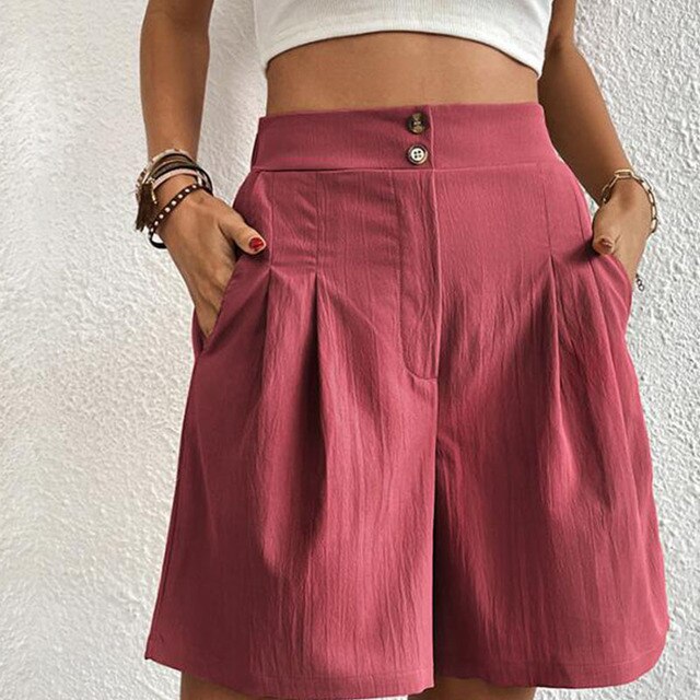 Ivyshape | Women's Shorts with Double Button Placket