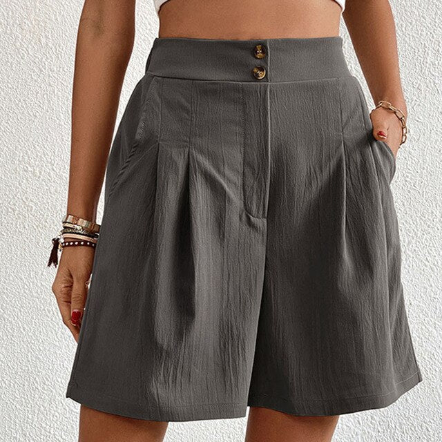 Ivyshape | Women's Shorts with Double Button Placket