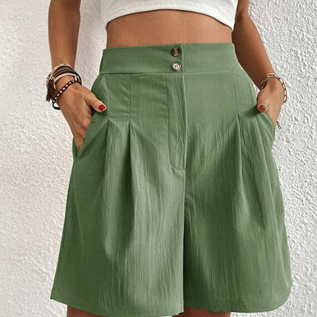 Ivyshape | Women's Shorts with Double Button Placket