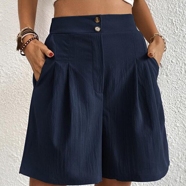 Ivyshape | Women's Shorts with Double Button Placket