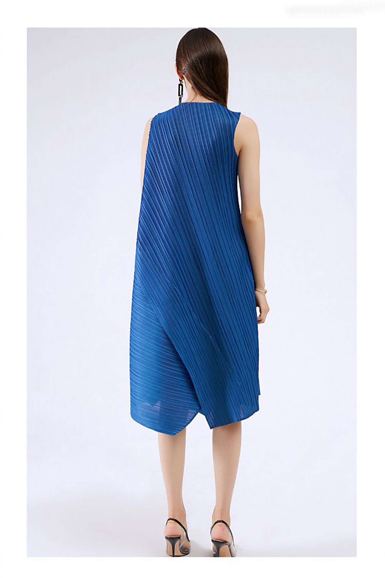 Irregular Full Pleated Midi Dress