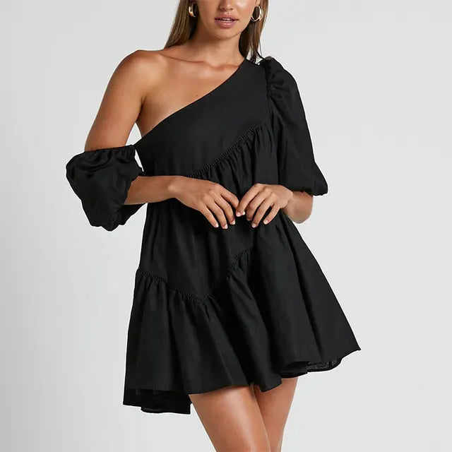 Summer Elegant Mini Dress with One Shoulder | Ideal for Summer