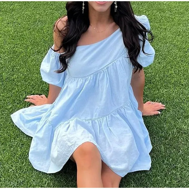 Summer Elegant Mini Dress with One Shoulder | Ideal for Summer