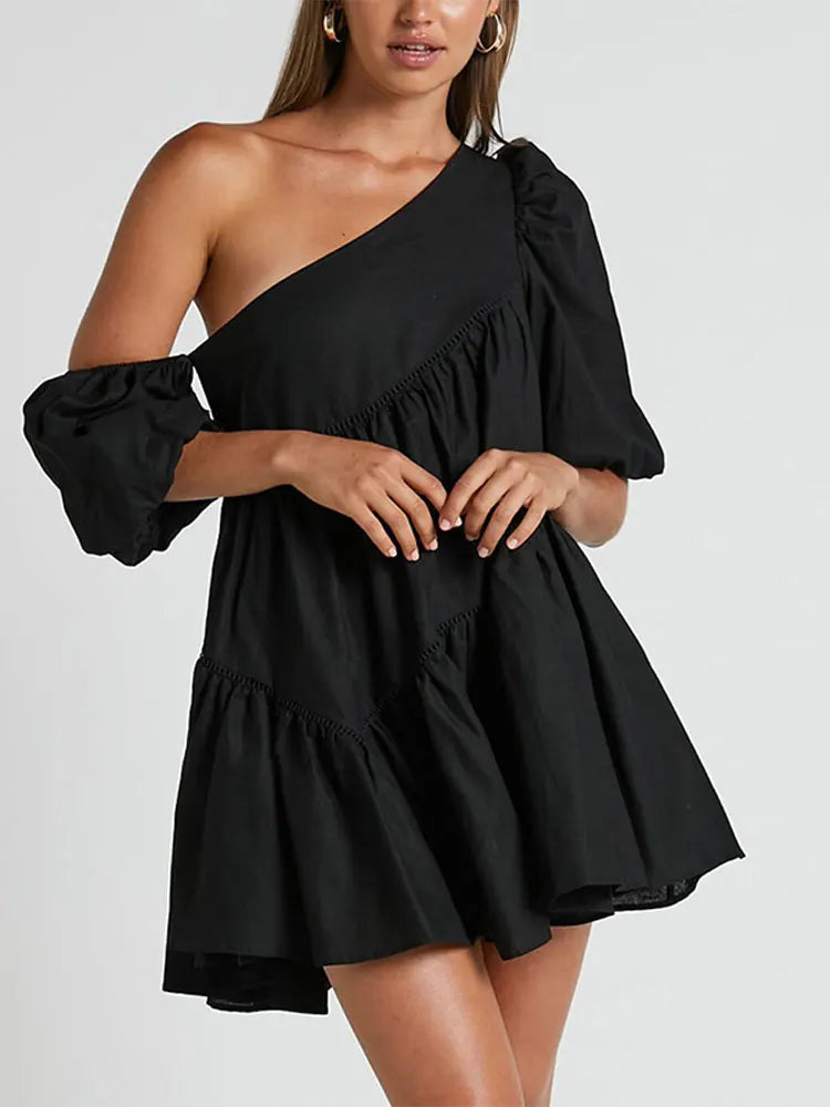 Summer Elegant Mini Dress with One Shoulder | Ideal for Summer