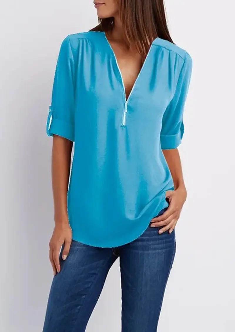 Ivyshape | V-Neck Blouse Sarah Collection