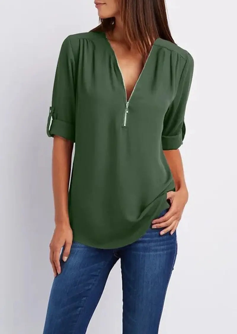 Ivyshape | V-Neck Blouse Sarah Collection