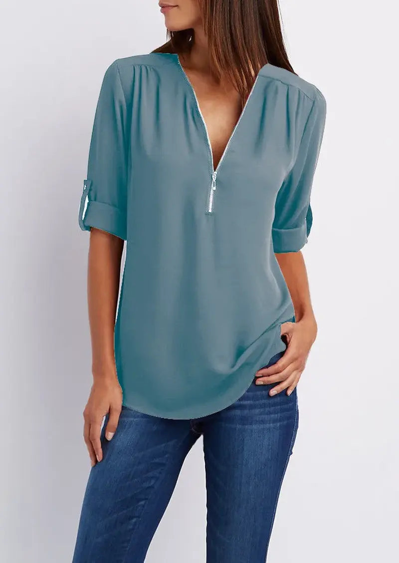 Ivyshape | V-Neck Blouse Sarah Collection