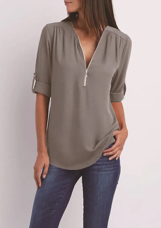 Ivyshape | V-Neck Blouse Sarah Collection