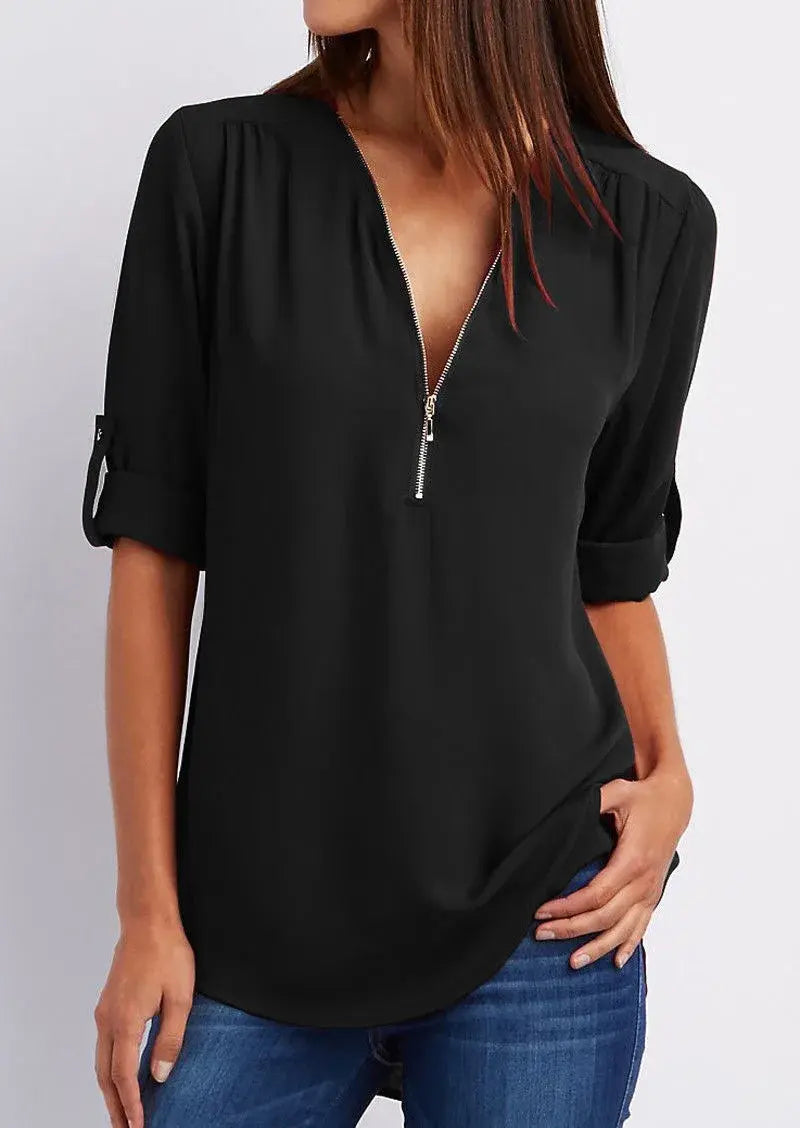 Ivyshape | V-Neck Blouse Sarah Collection