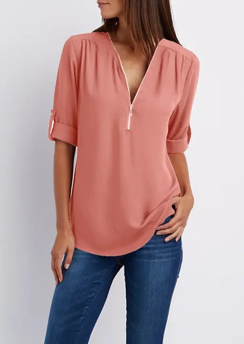 Ivyshape | V-Neck Blouse Sarah Collection