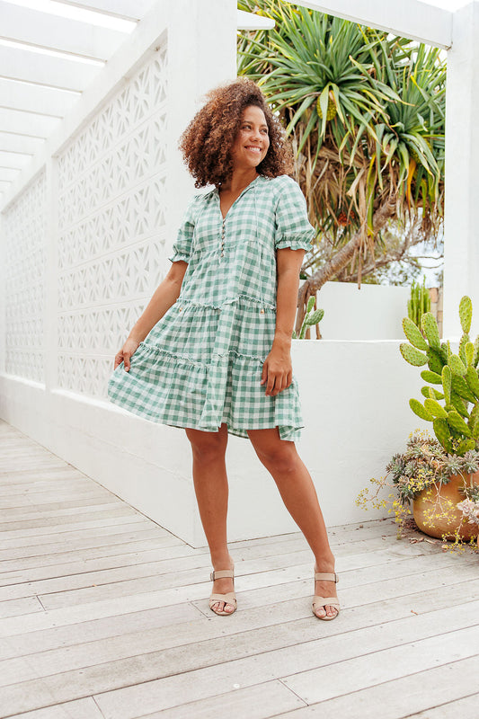 Saturn Dress - Sage Gingham