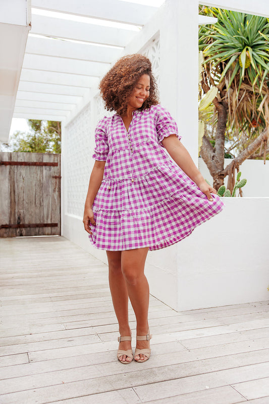 Saturn Dress - Violet Gingham