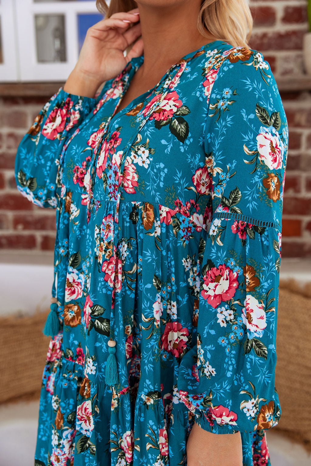 Natalie Dress - Teal Bouquet