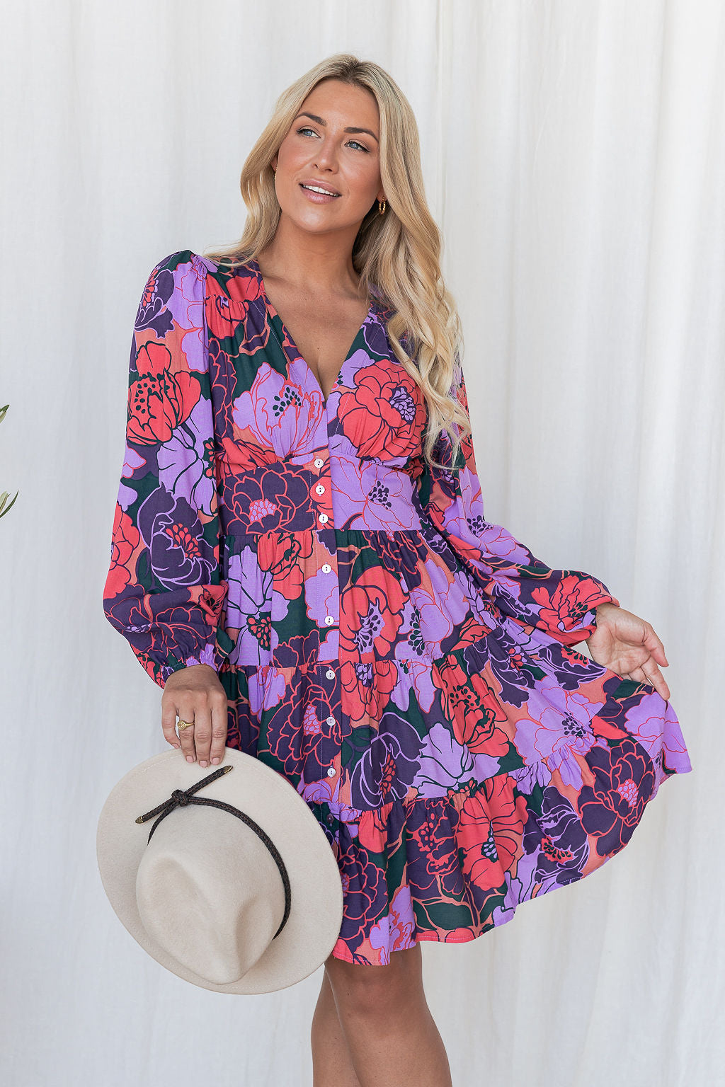 Finley Dress - Floral Wine