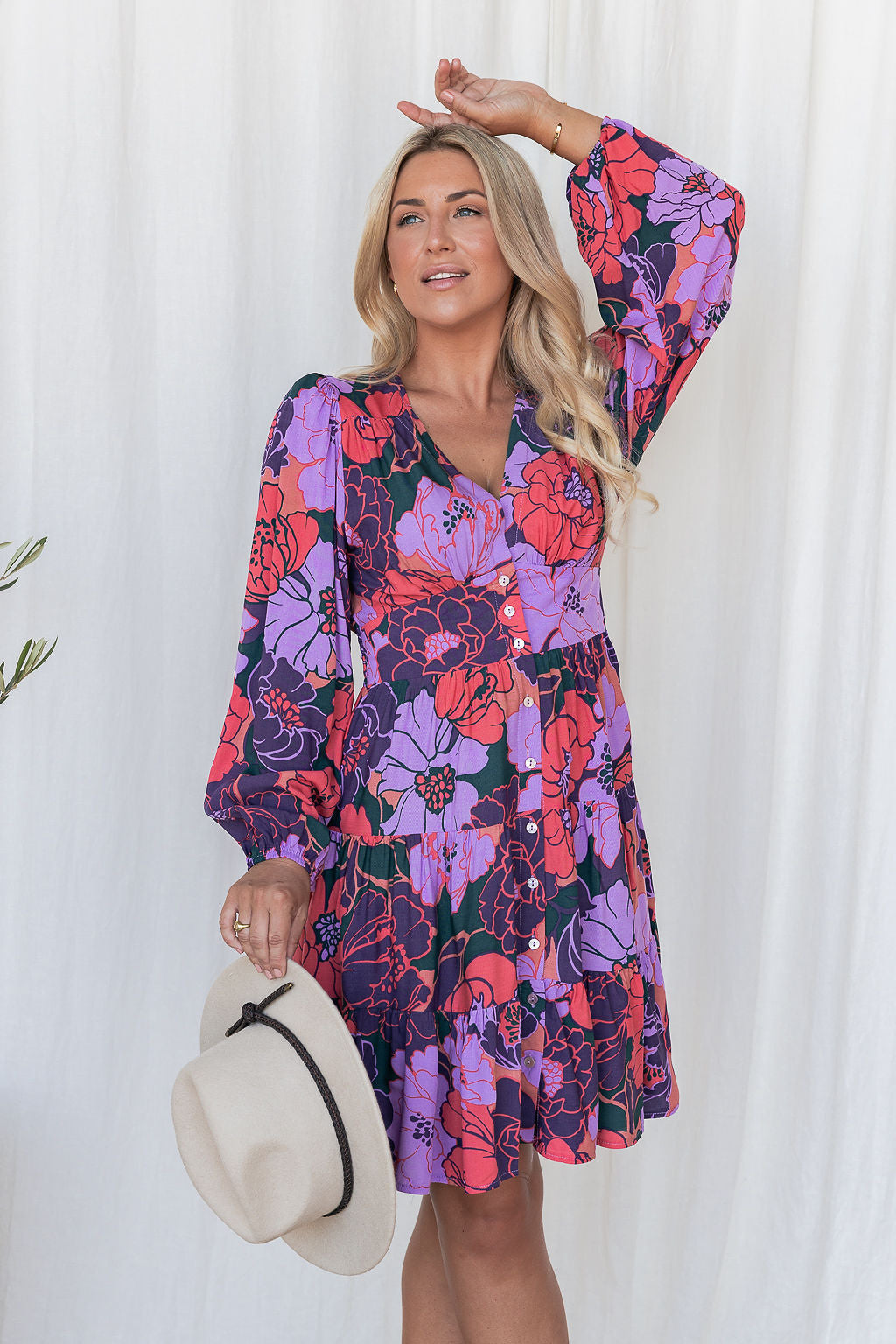 Finley Dress - Floral Wine