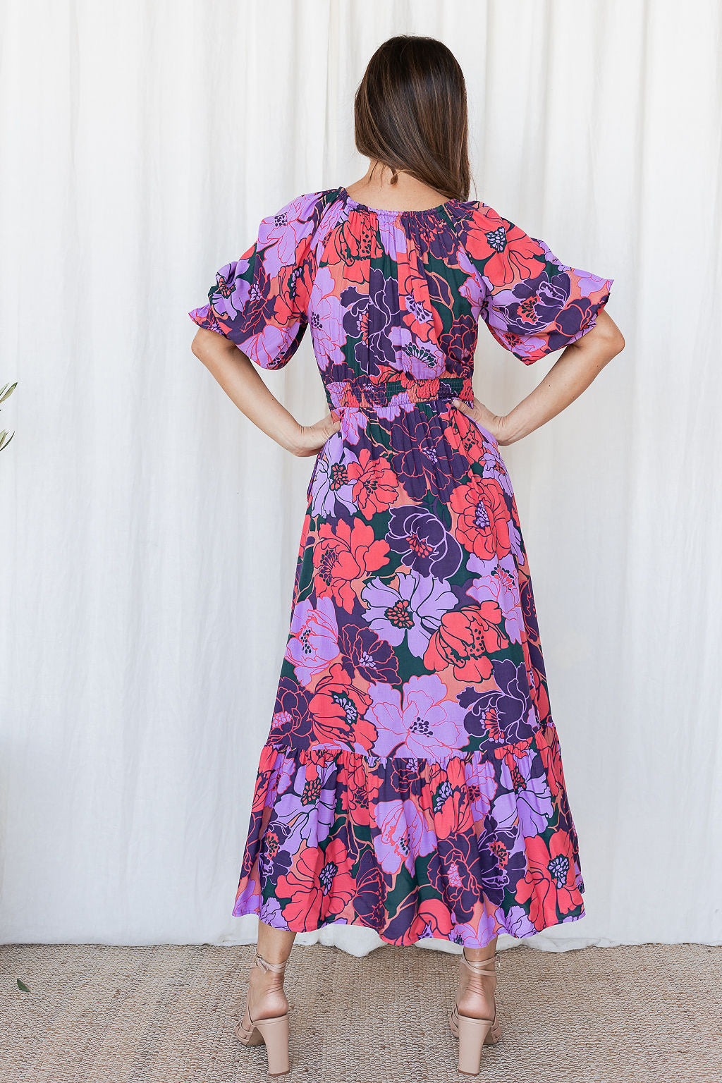 Cindy Dress - Floral Wine