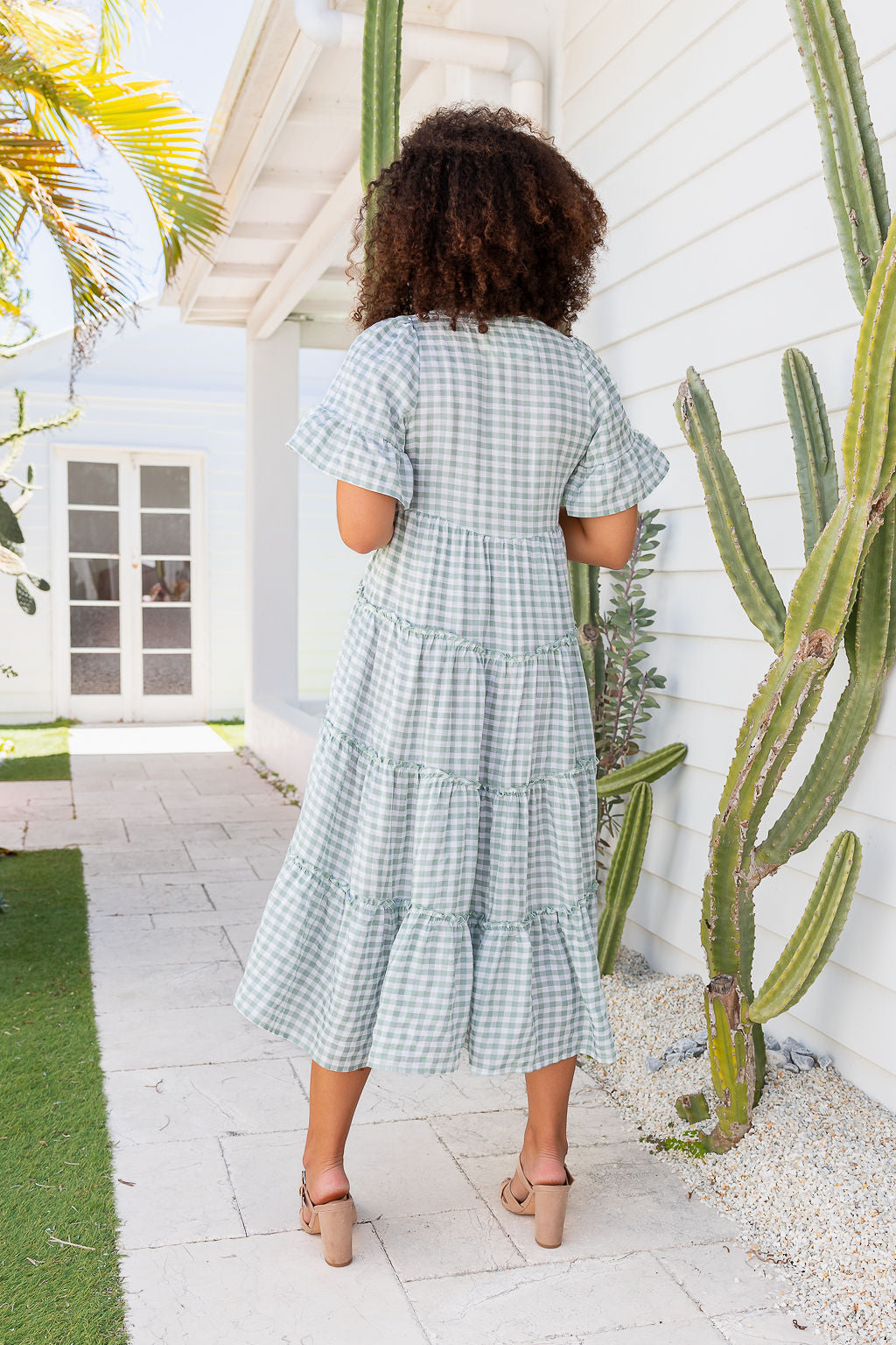 Elyse Dress - Olive Green Gingham