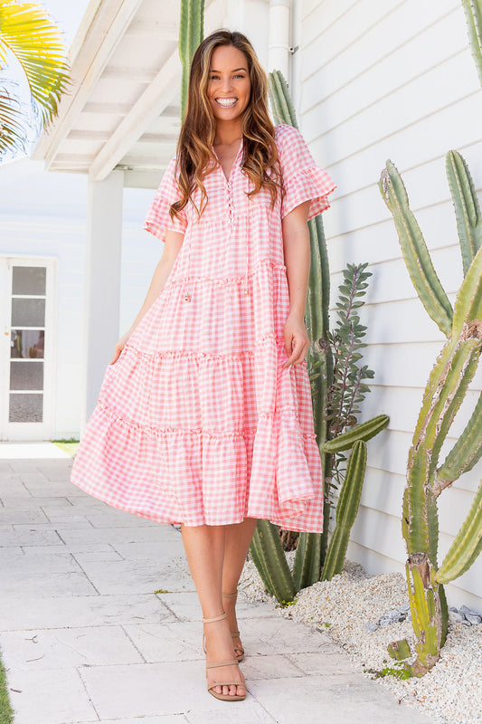 Elyse Dress - Light Blush Gingham