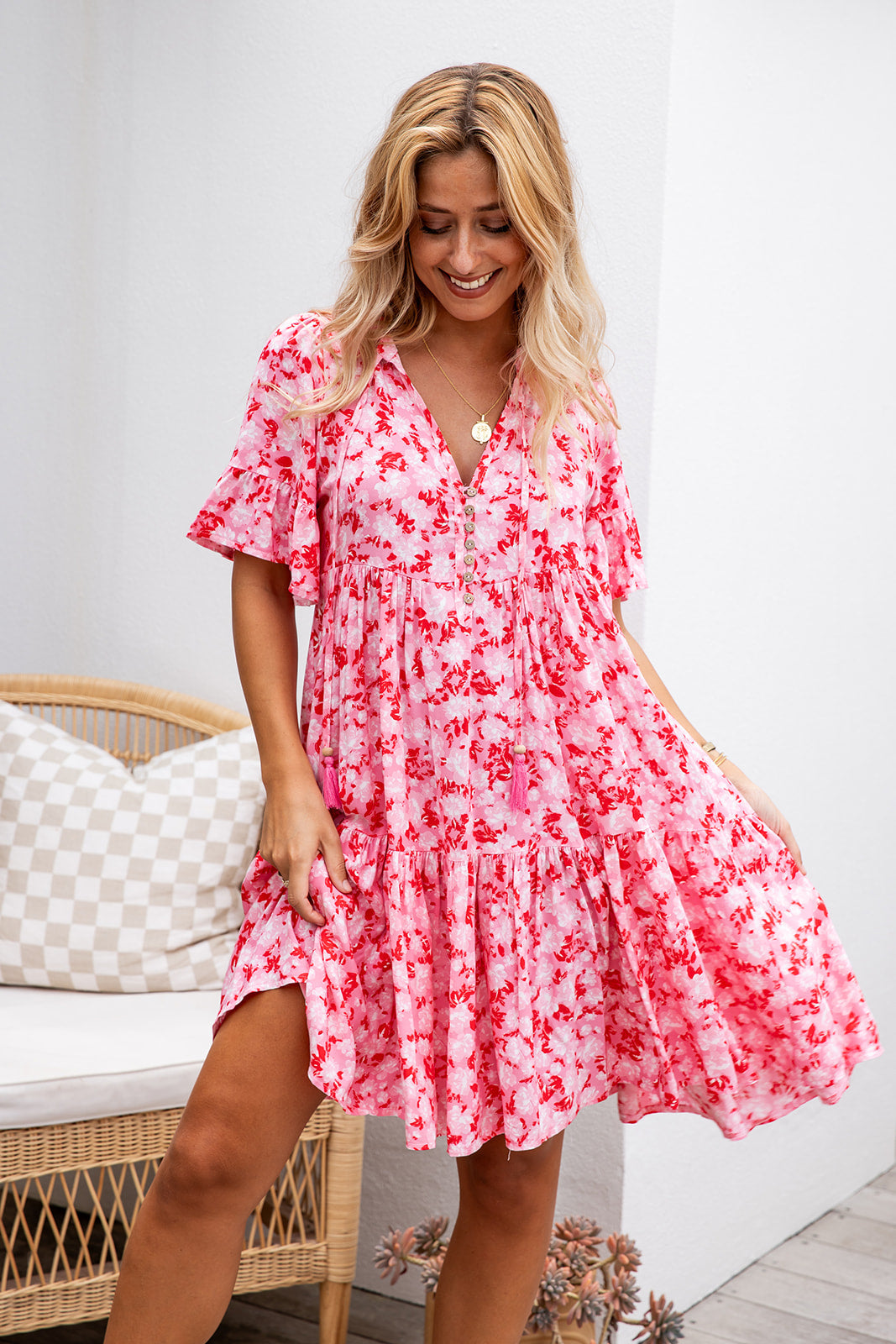 Emerson Dress - Floral Carmine