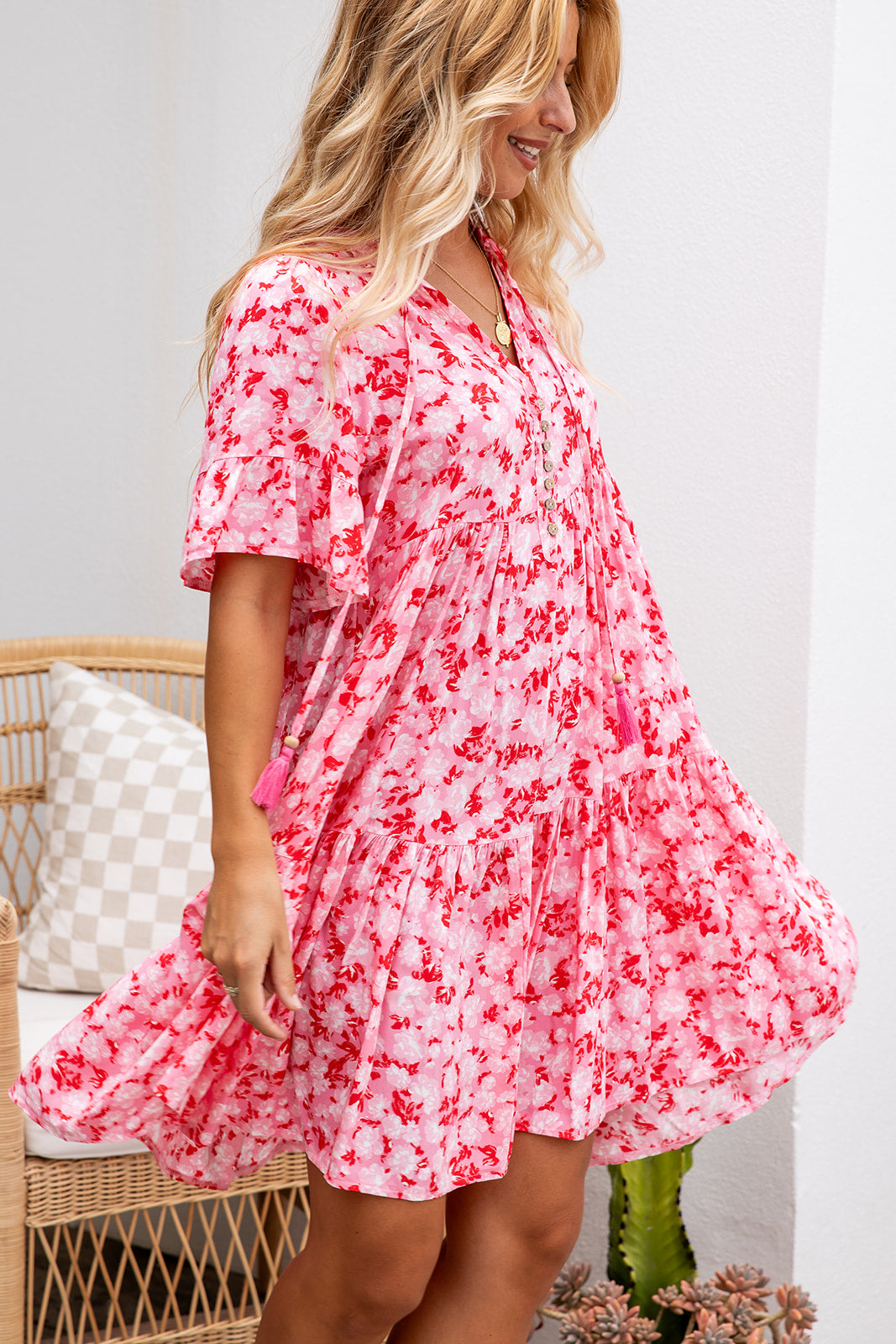 Emerson Dress - Floral Carmine