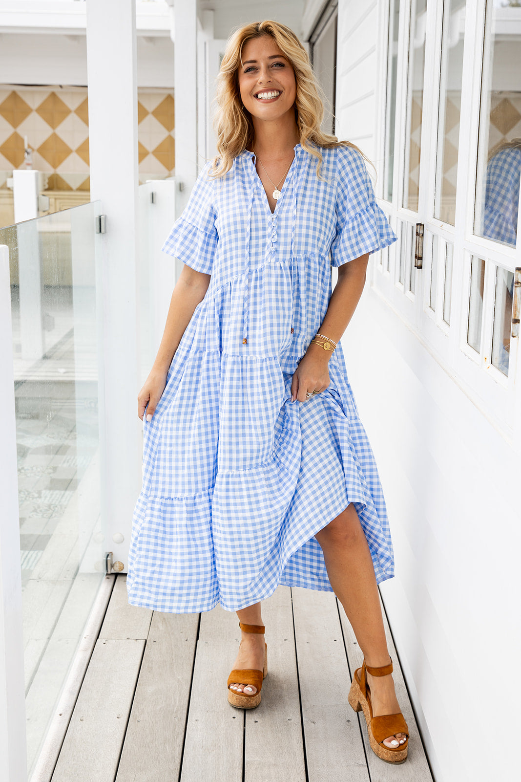 Gaia Dress - Blue Gingham