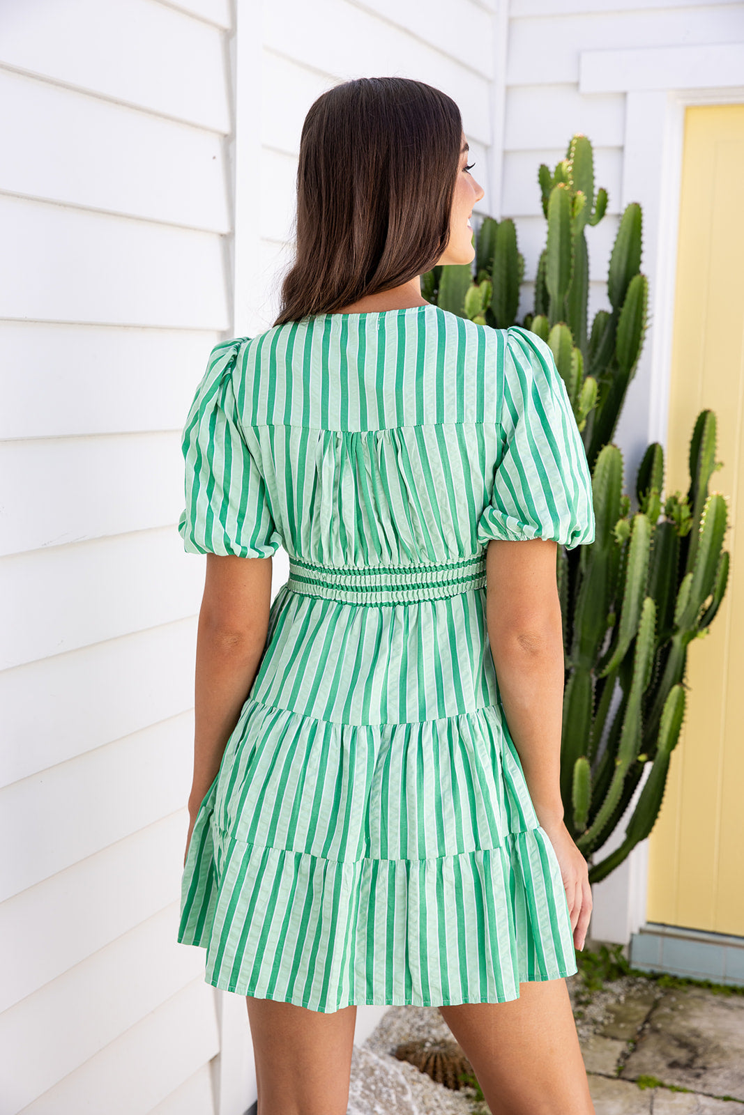 Lacy Dress - Candy Stripe Green