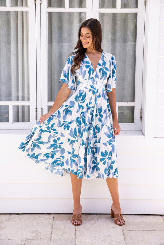 Sienna Dress - Blue Foliage