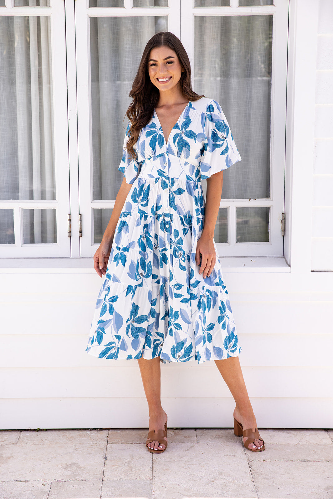 Sienna Dress - Blue Foliage