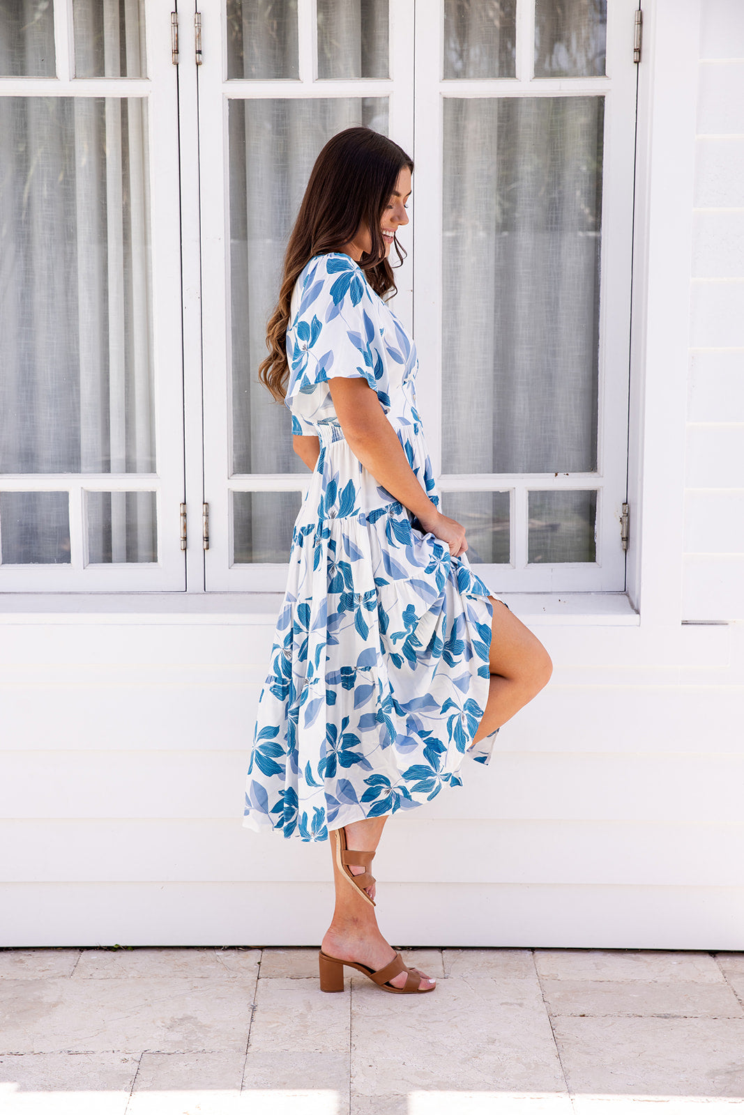 Sienna Dress - Blue Foliage