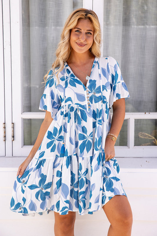 Emerson Dress - Blue Foliage