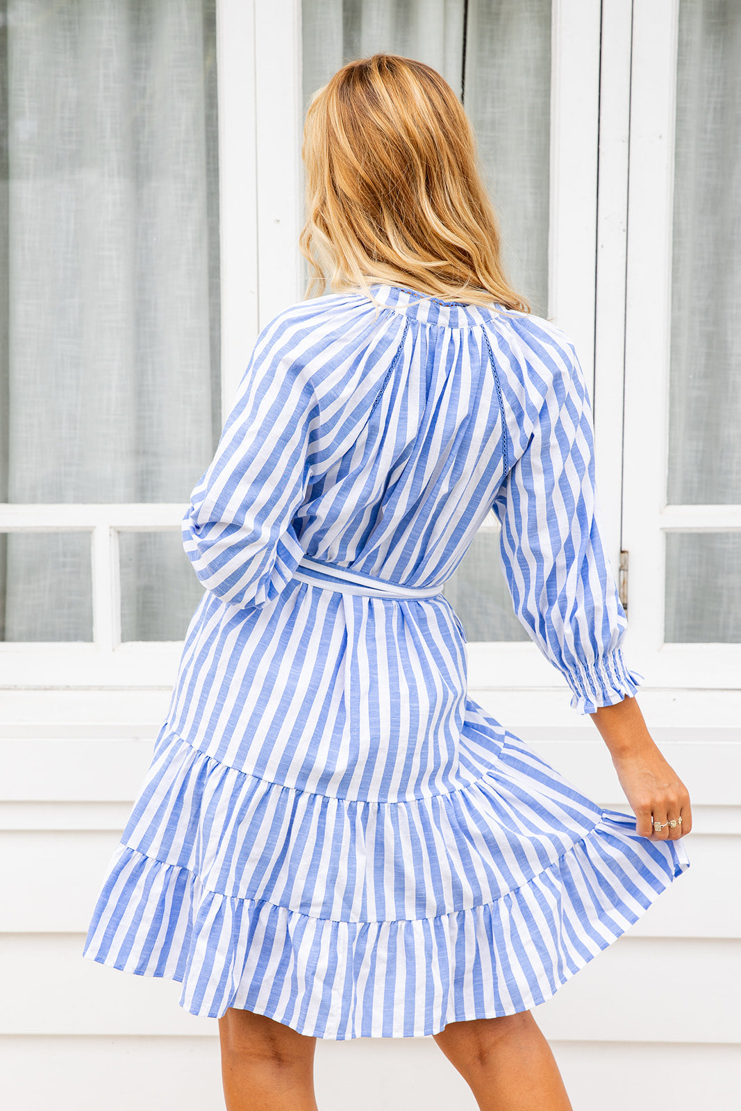 Amber Dress - Blue Striped