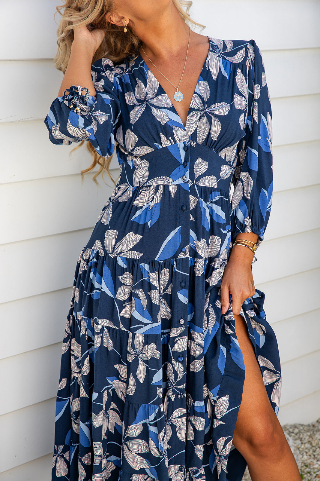 Avani Dress - Prussian Blue Floral