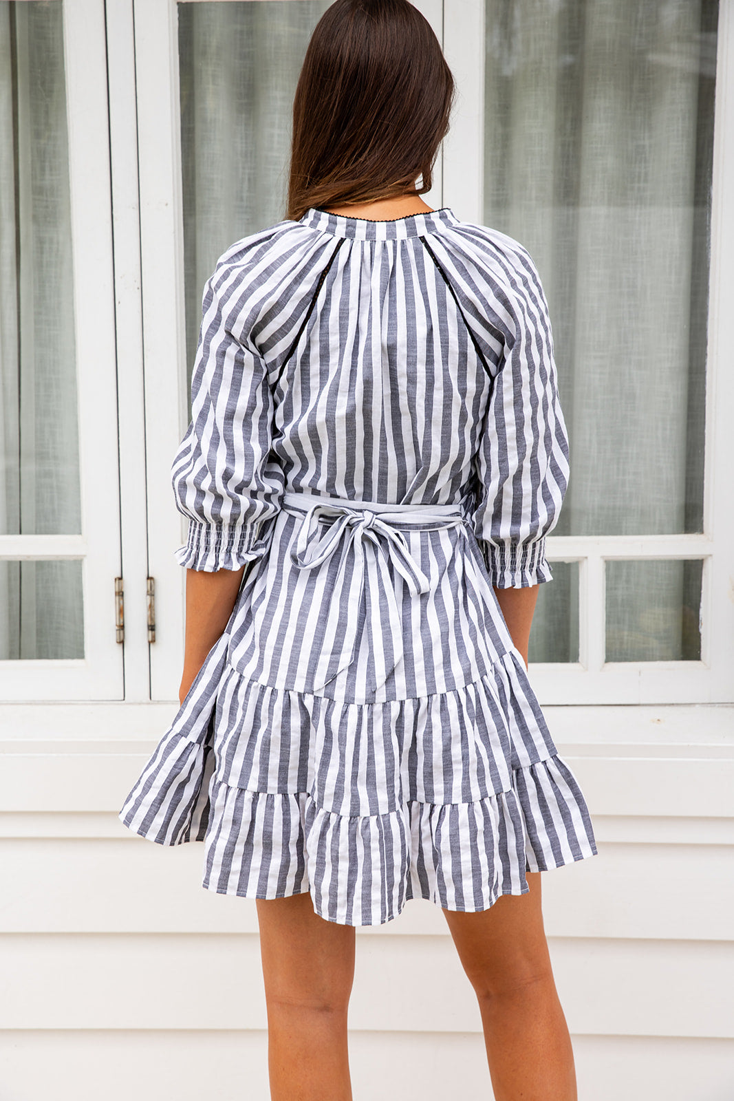 Amber Dress - Grey Striped