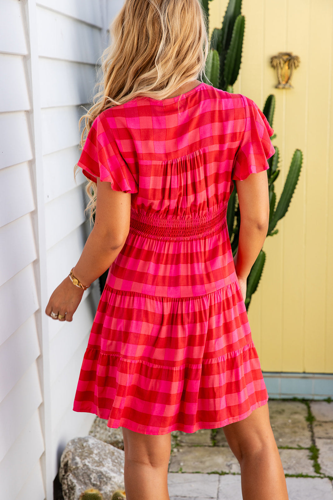 Zia Dress - Checkered Cerise