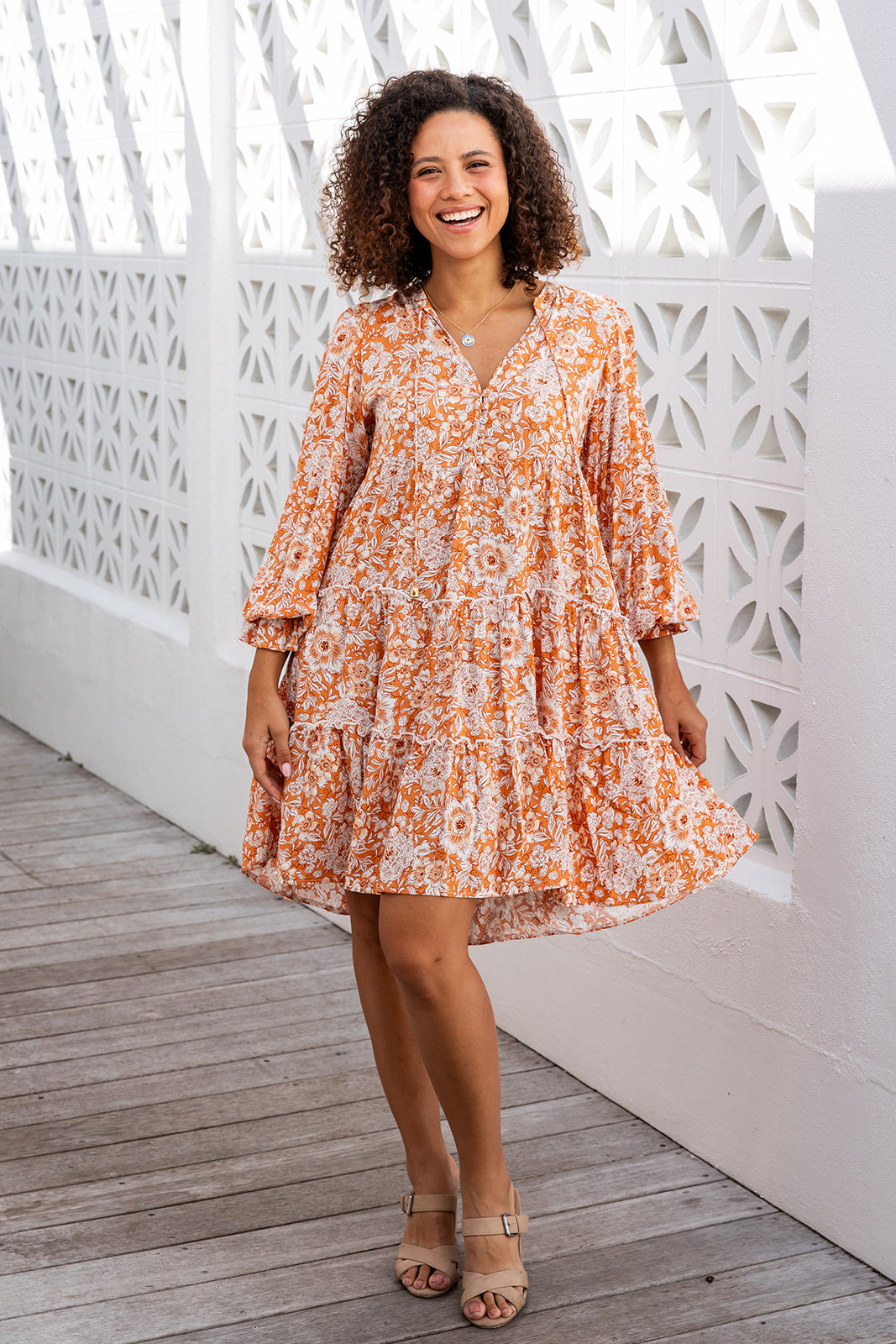 Karlie Dress - Floral Orange