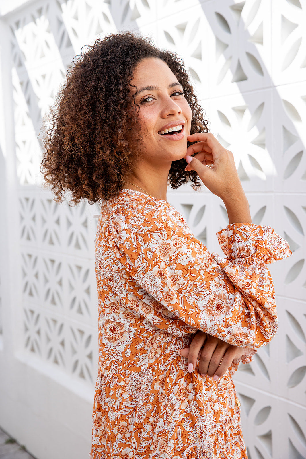 Karlie Dress - Floral Orange