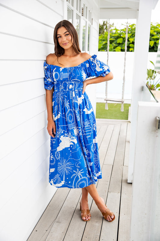 Lanai Dress - Greek Blue