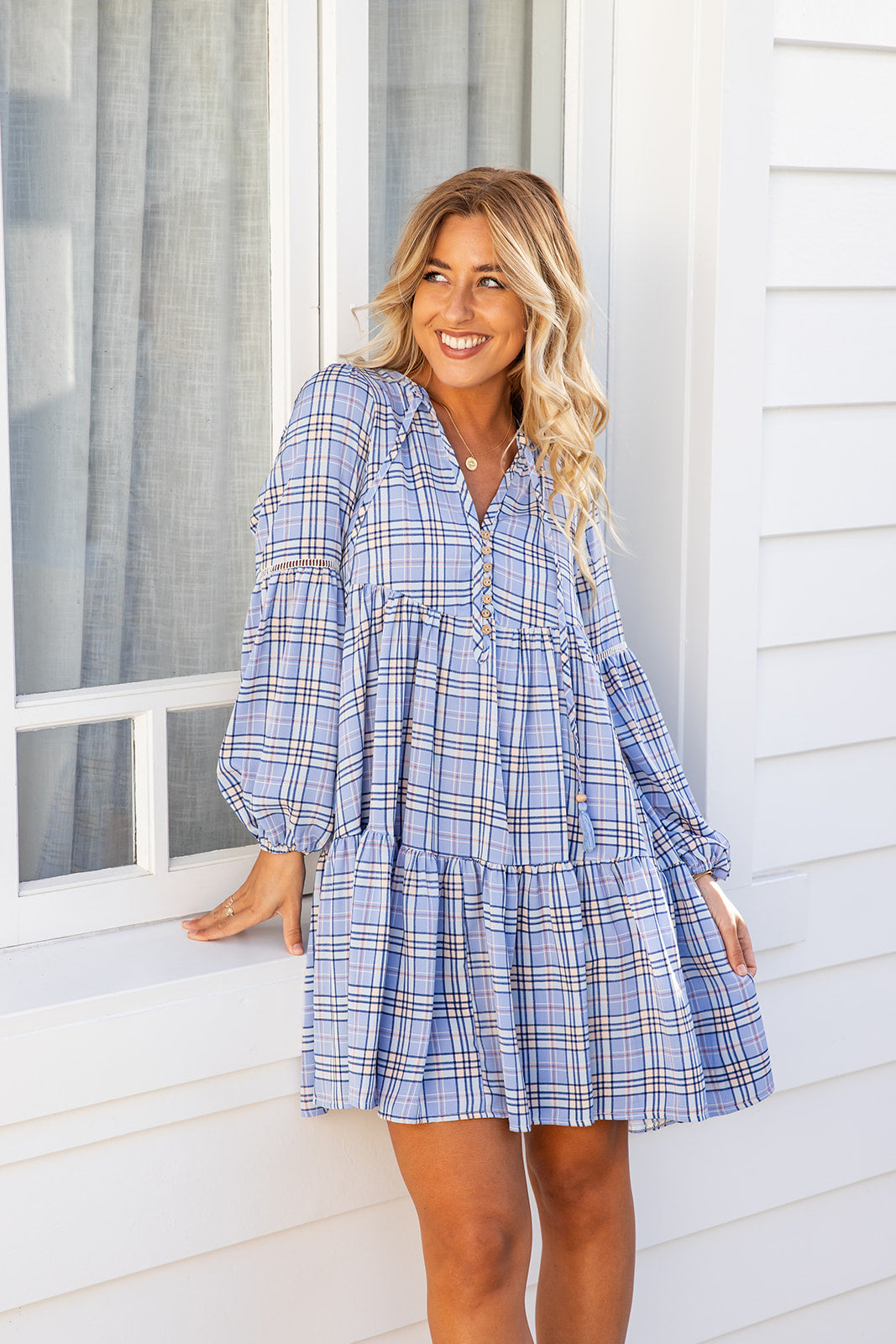 Natalie Dress - Blue Plaid