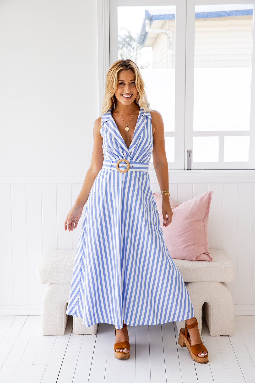 Anisa Dress - Blue Striped