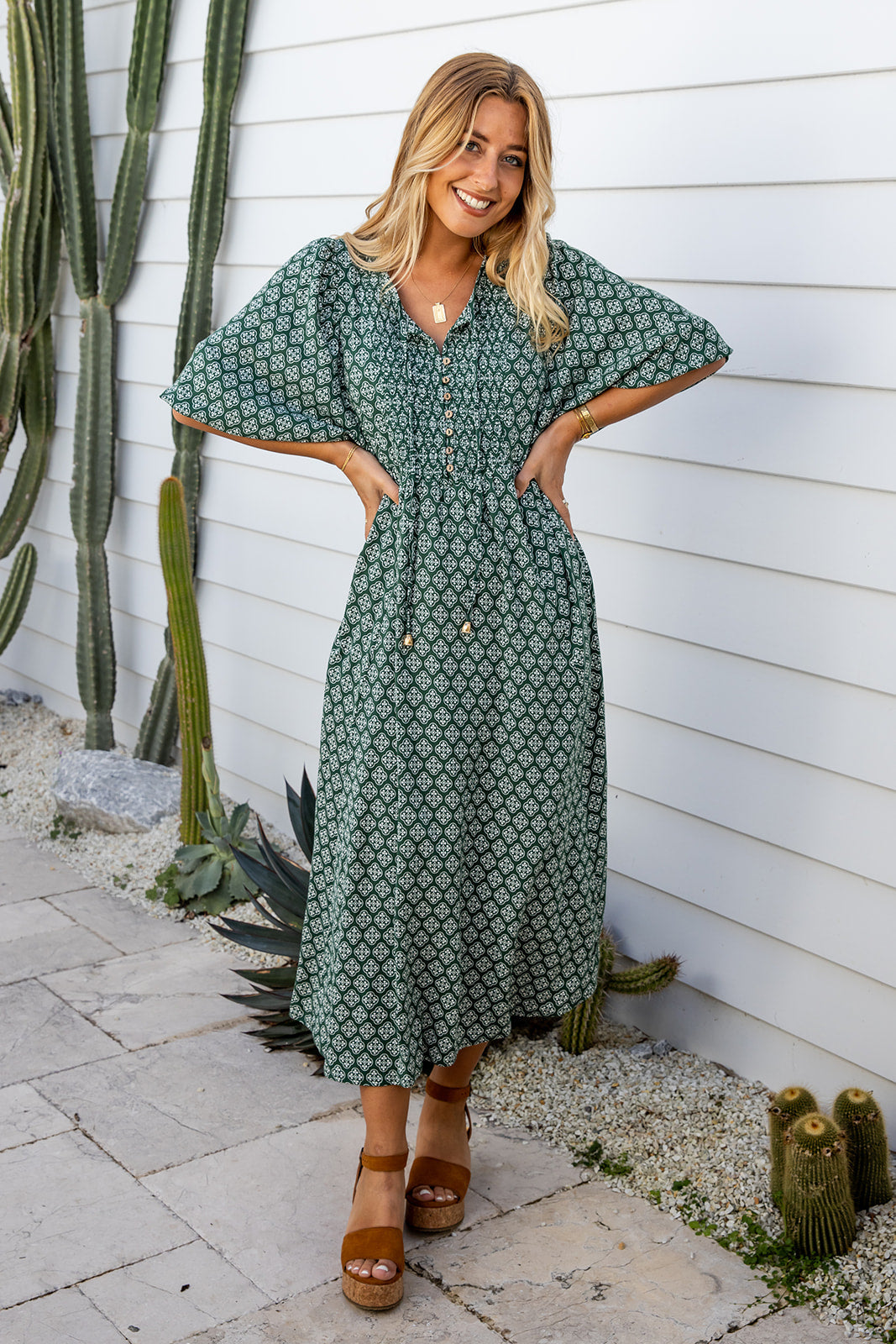 Arielle Dress - Dark Pine Green