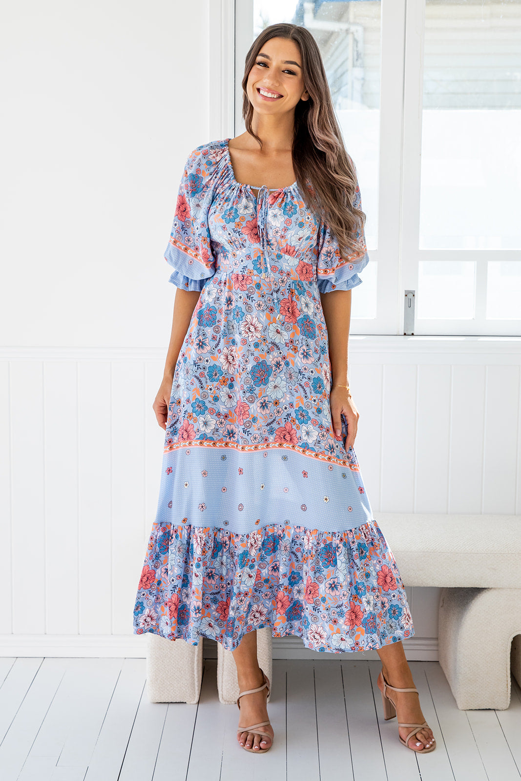 Cindy Dress - Blue Hibiscus