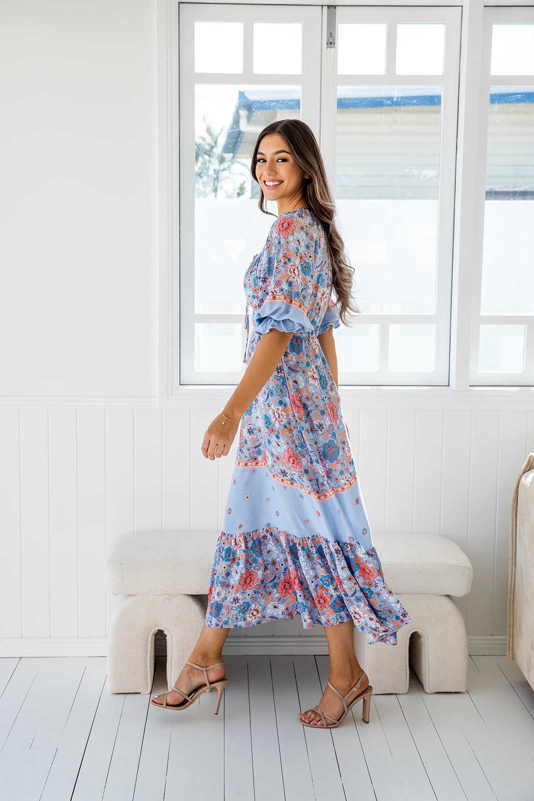 Cindy Dress - Blue Hibiscus