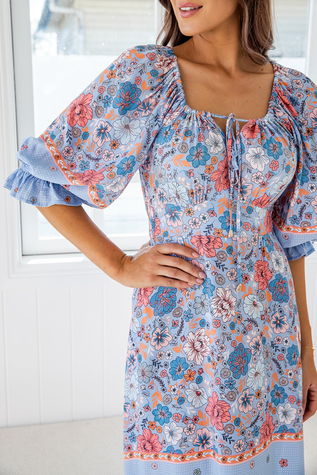 Cindy Dress - Blue Hibiscus