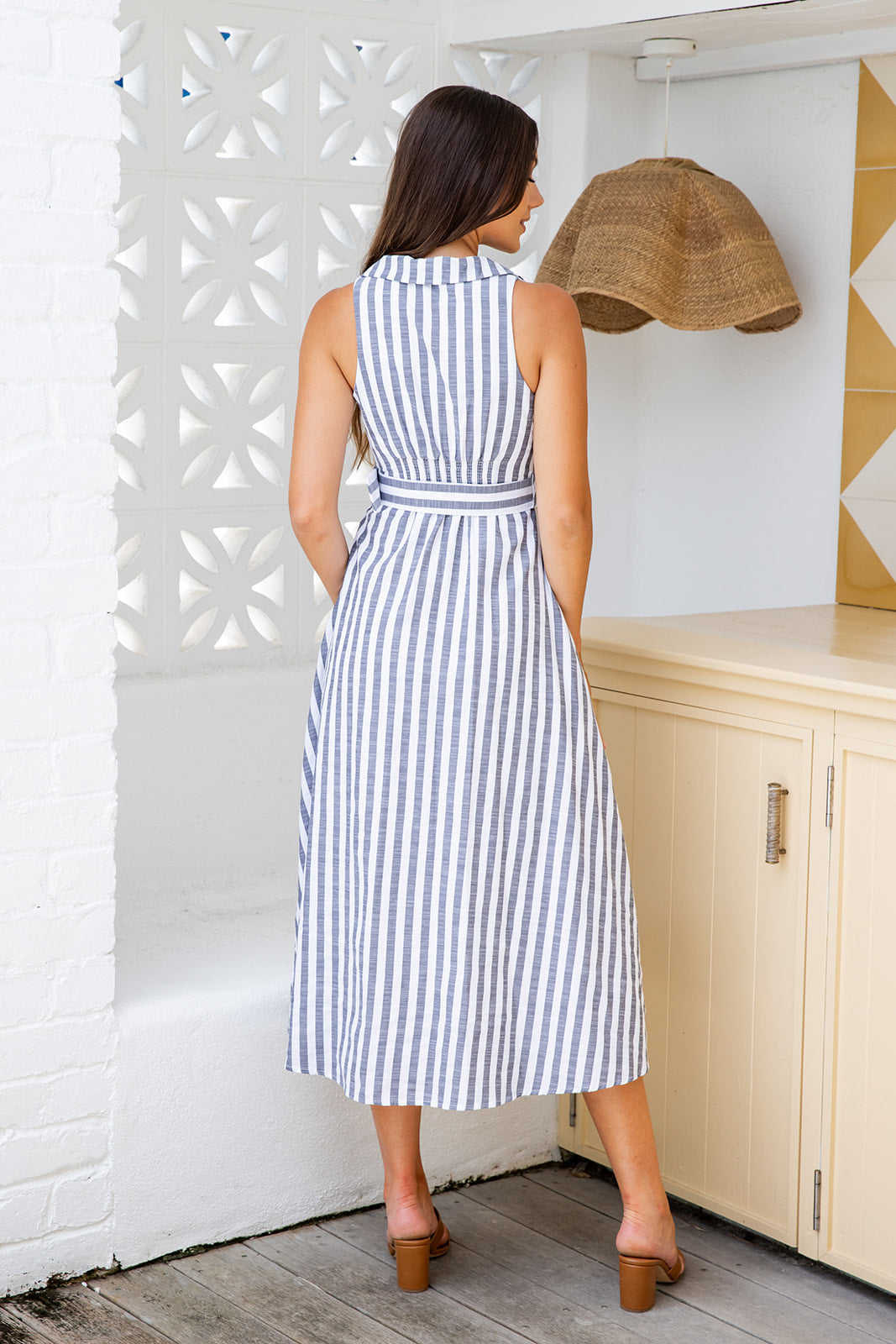 Anisa Dress - Grey Striped