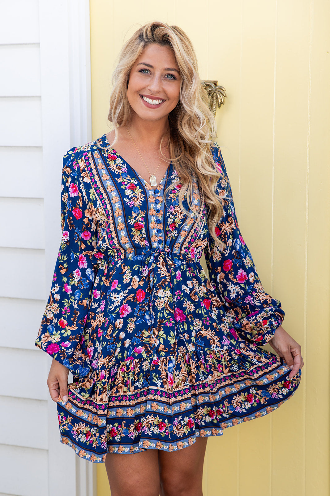 Lola Dress - Navy Bloom